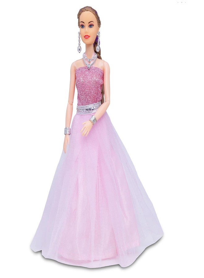 Ramson India Dreamy Doll for Kids, Pink Dress, Movable Arms, with Necklace & Earrings, 3+ Years - Image 1